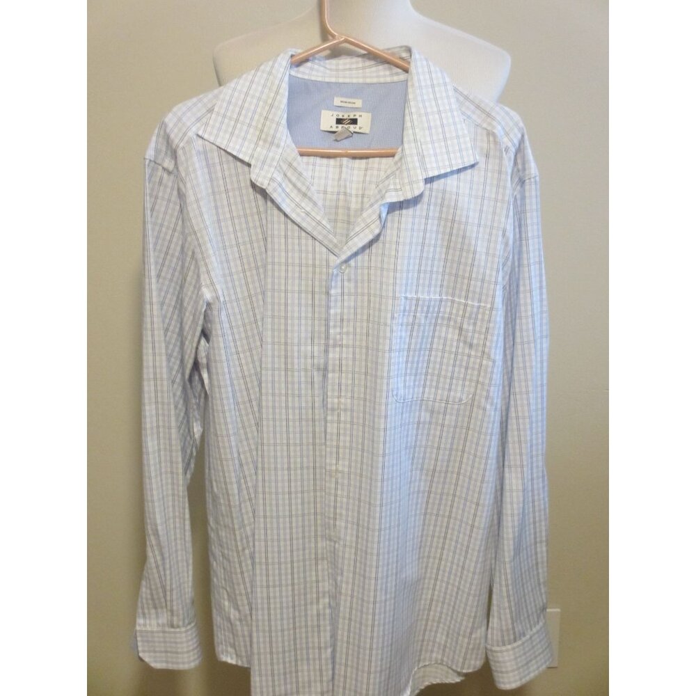 Joseph Abboud Non-Iron 2XLT Blue & White Checkered 100% Cotton Long-Sleeve Butto
